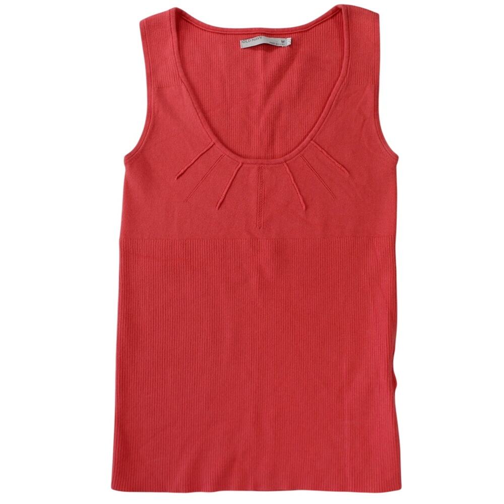 Old Navy Coral Ribbed Knit Scoop Neck Tank Top Sleeveless Medium